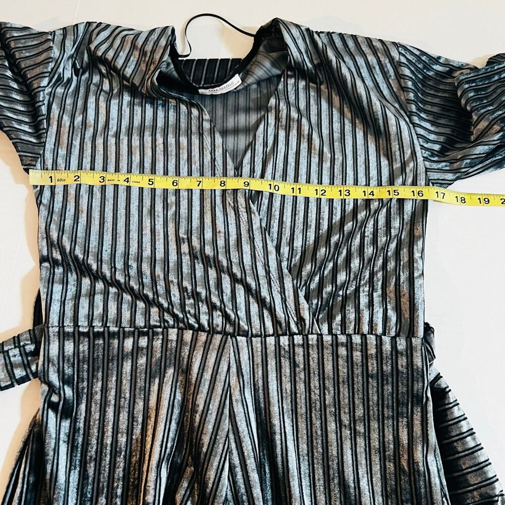 Zara Velvet Ribbed Wide Leg Jumpsuit Size S Small Slate Gray - Picture 5 of 7